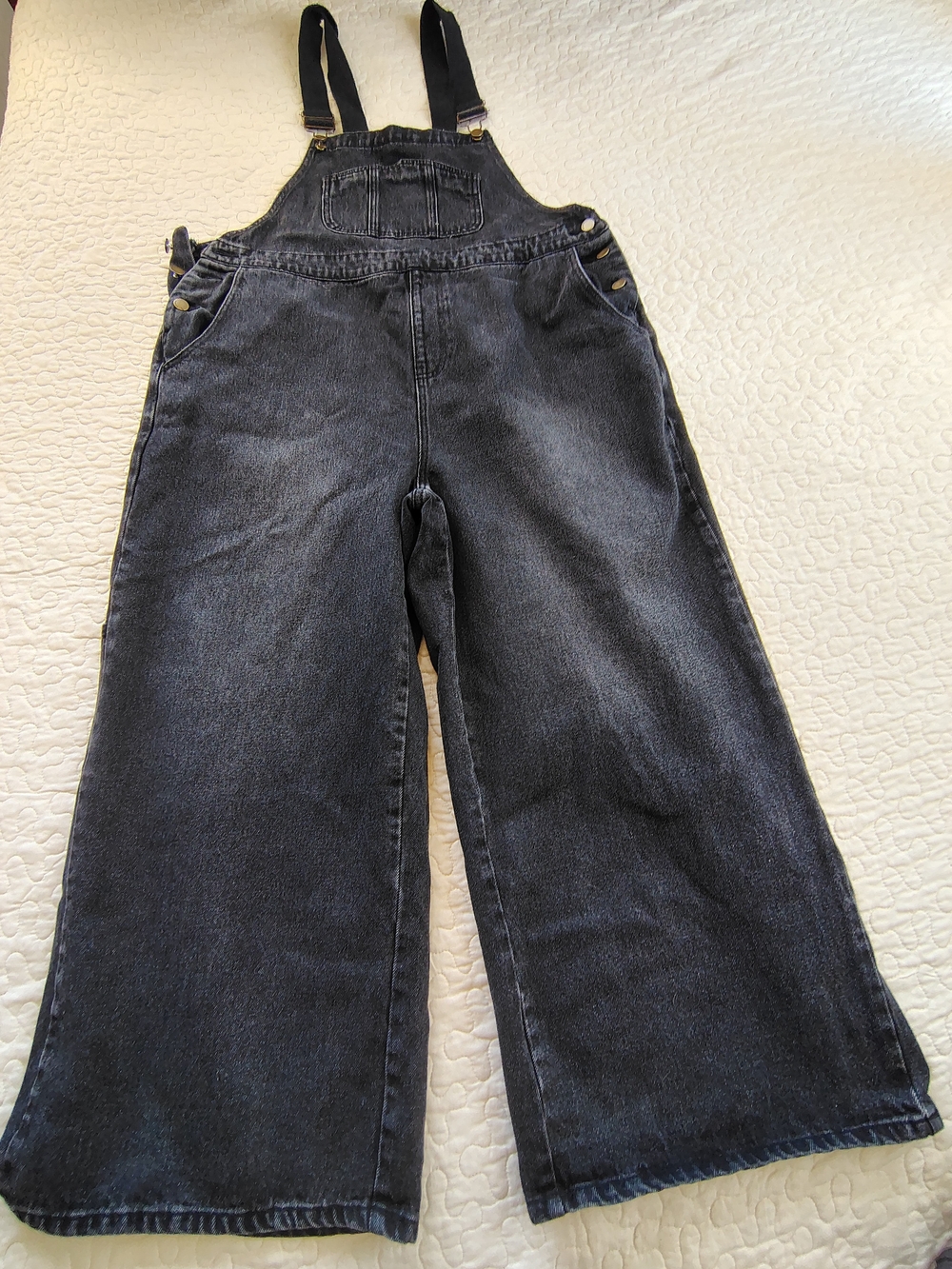 Cider Curve & Plus Black Washed Denim Wide Leg Overalls Size 1XL